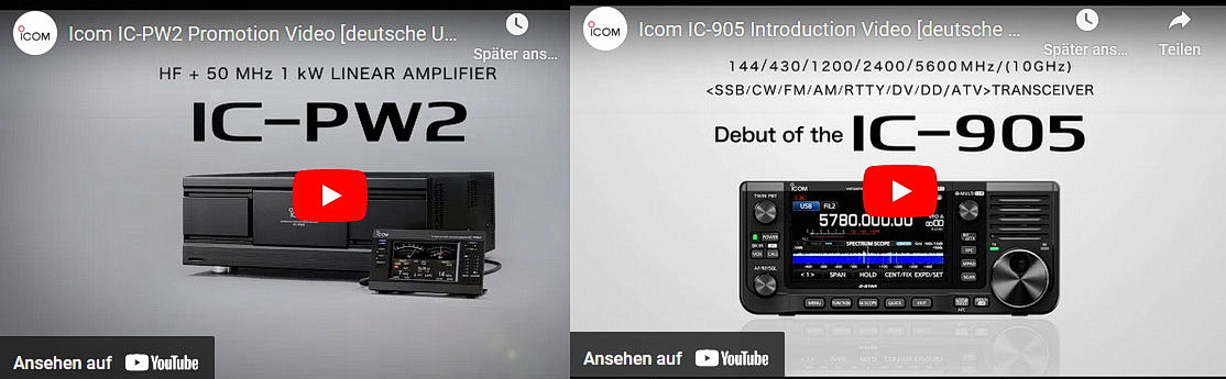 Die Videos zum IC-905 und der IC-PW2 jetzt mit deutschen Untertiteln!