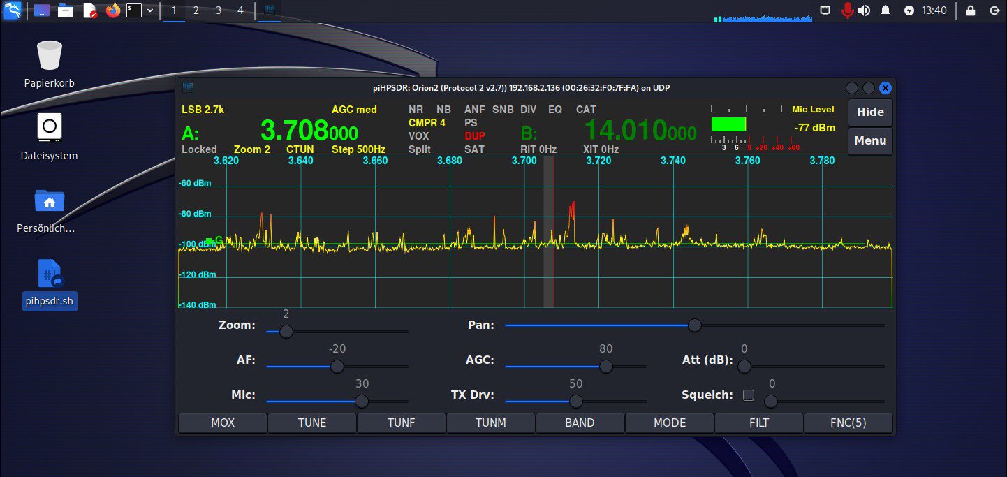 PiHPSDR – unter Windows in einer virtualen Maschine unter Kali Linux oder Ubuntu